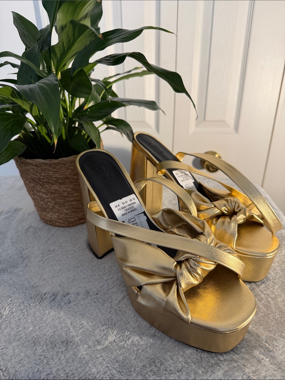 ASOS Metallic Gold Knot Platform Sandals